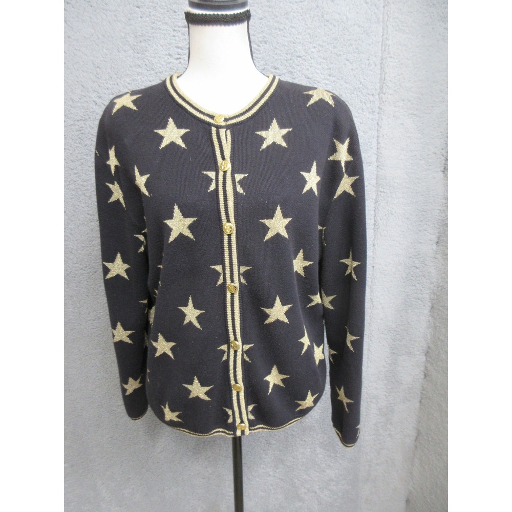 Vintage Bechamel Celestial Cardigan Women S Black Gold Star Whimsigoth Metallic